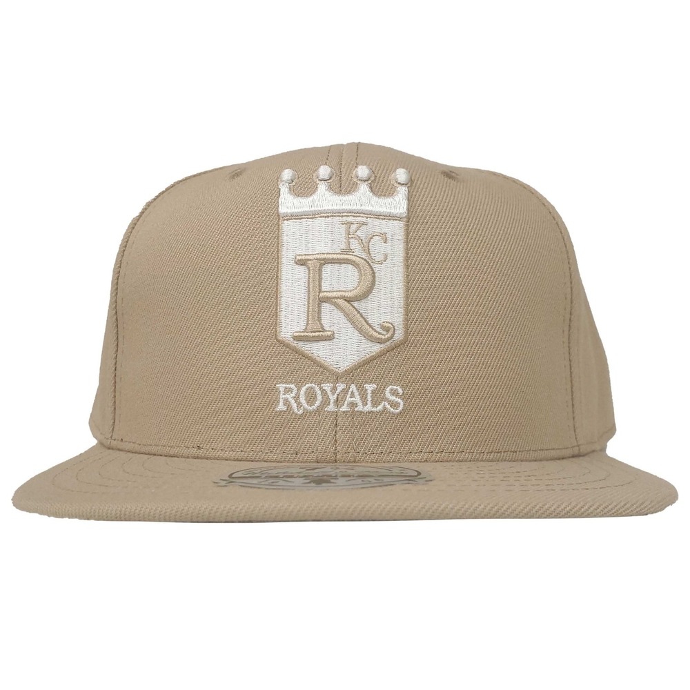 Kansas City Royals Mitchell & Ness MLB Fitted 7 3/4 Flatbill Cap Hat Khaki NWT